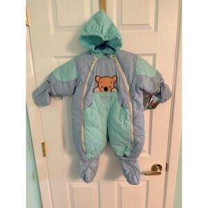 NWT Vintage Unisex Winnie the Pooh Blue 12 Months Embordered Snowsuit